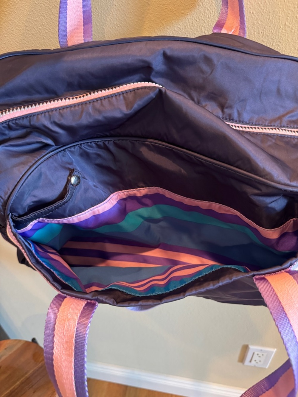 ivivva by Lululemon "Got Game" duffle bag. dark purple color with pink strap - Picture 8 of 12